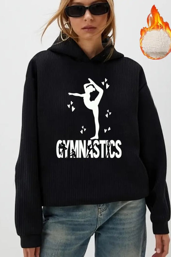 Women'S Casual  Hooded Sweatshirt With Gymnastics Print,  Fall Winter , Various Patterns CJ US