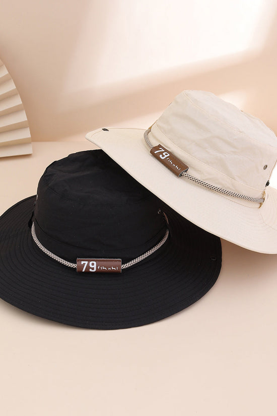 Plain-color Letter-pattern Leather Sun-protective Wide-brimmed Sunshade Outdoor Simple Style Fisherman Hat For Daily Commuting, Fishing, Mountain Climbing 