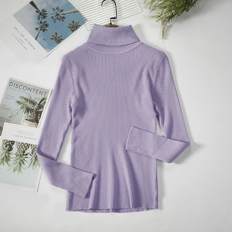 Solid Color Pit Strip Knit Pullover Turtleneck Sweater - Diversi™ Fashion