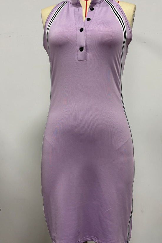 Women’s Sleeveless Button-Up Collar Shirt Dress 