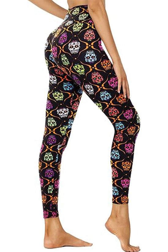 Cropped High-Waisted Skull Print Leggings CJ US
