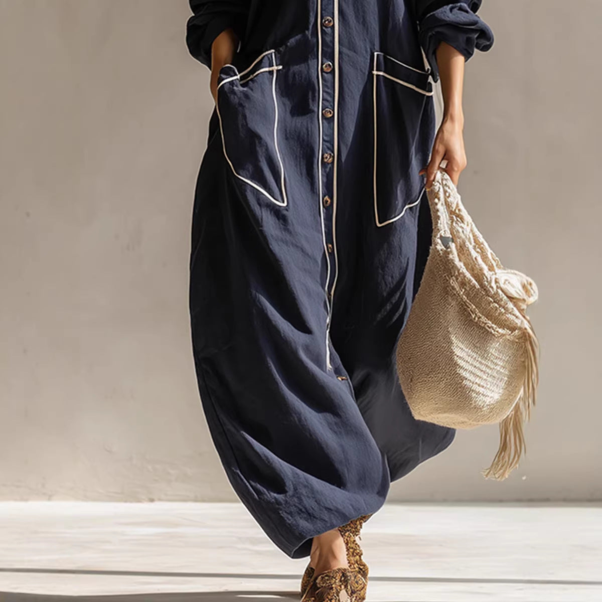 Solid-color Fashionable Casual Spring Womens Jumpsuit 