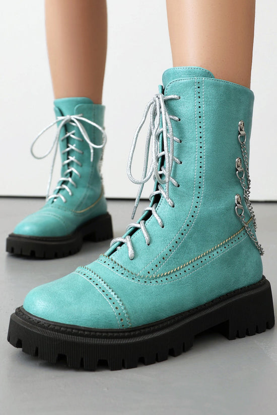 Large-size Womens Chunky-heeled Mid-calf Dr Martens Boots For Fall And Winter 