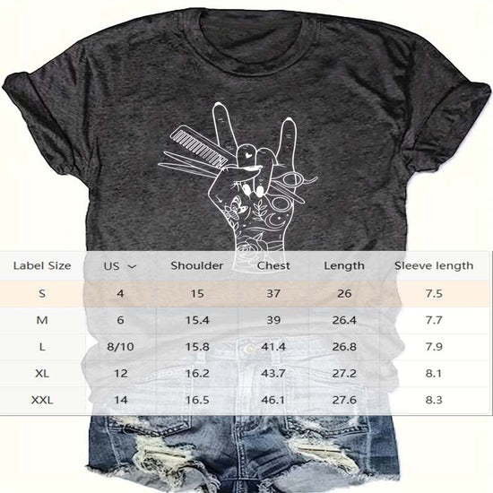 Print Crew Neck T-shirt, Casual Short Sleeve Top CJ