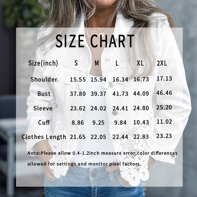 Women's Lace Hollow Out Jacket - Chic Long Sleeve Button Down Shirt With Tassel Details 