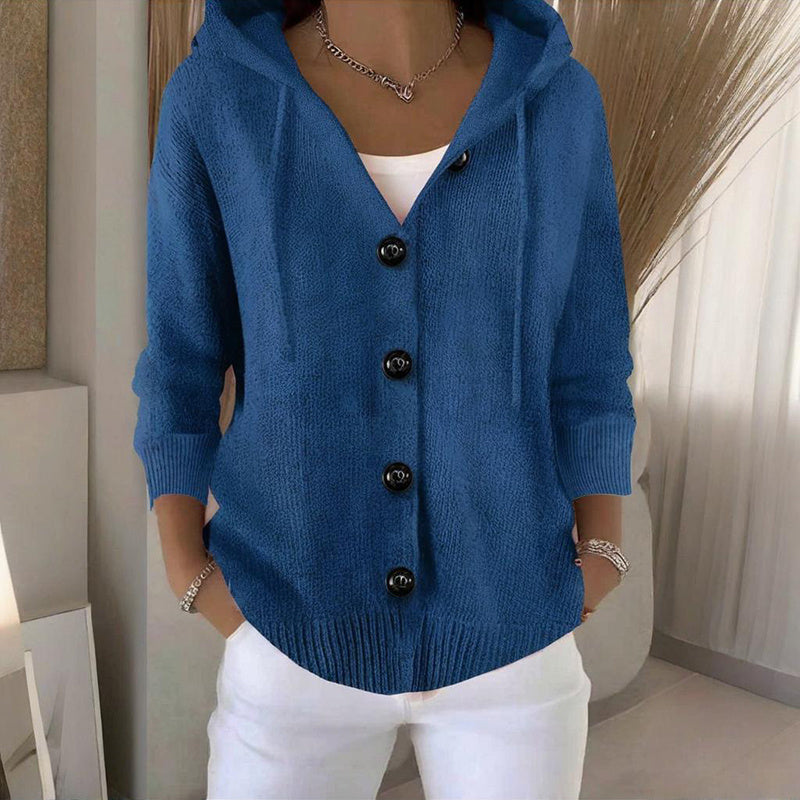 Women's Button Down Hoodie Cardigan, Long Sleeve Open Front Sweater Coat For Fall Winter 