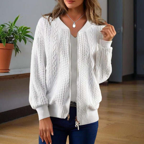 Women’s Jacquard Baseball-Collar Jacket CJ US