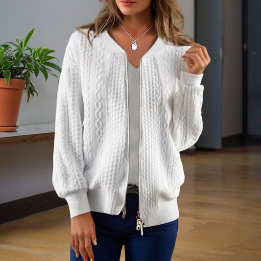 Women’s Jacquard Baseball-Collar Jacket CJ US