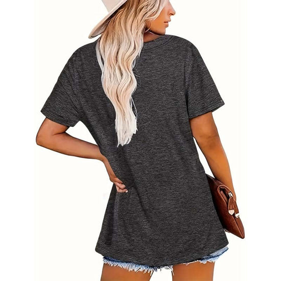 Print Crew Neck T-shirt, Casual Short Sleeve Top CJ