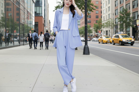 SpringAutumn New Style Professional Long Sleeve Suit Jacket And Pants Two Piece Set 