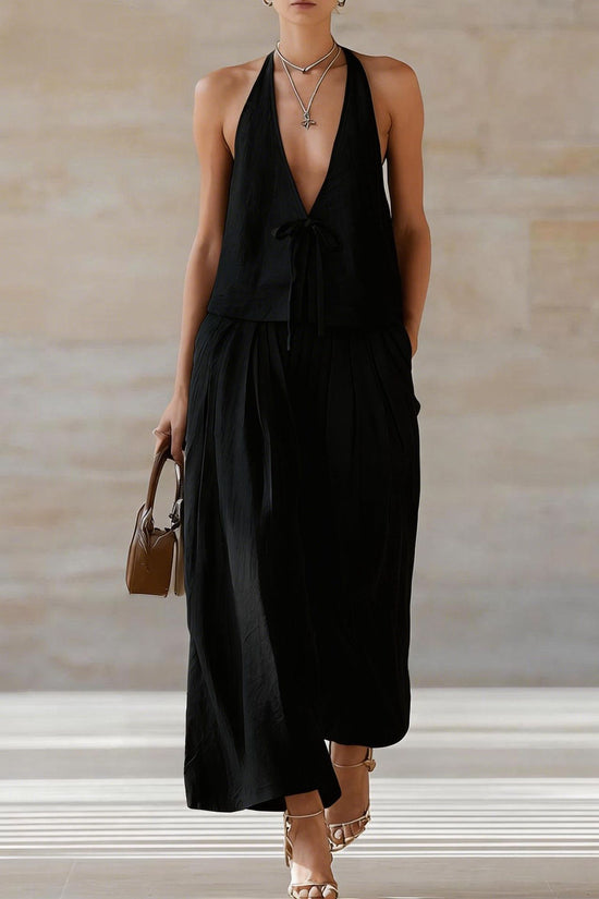 Fashionable Casual Sleeveless Vest And Loose Wide-Leg Pants Womens Set 