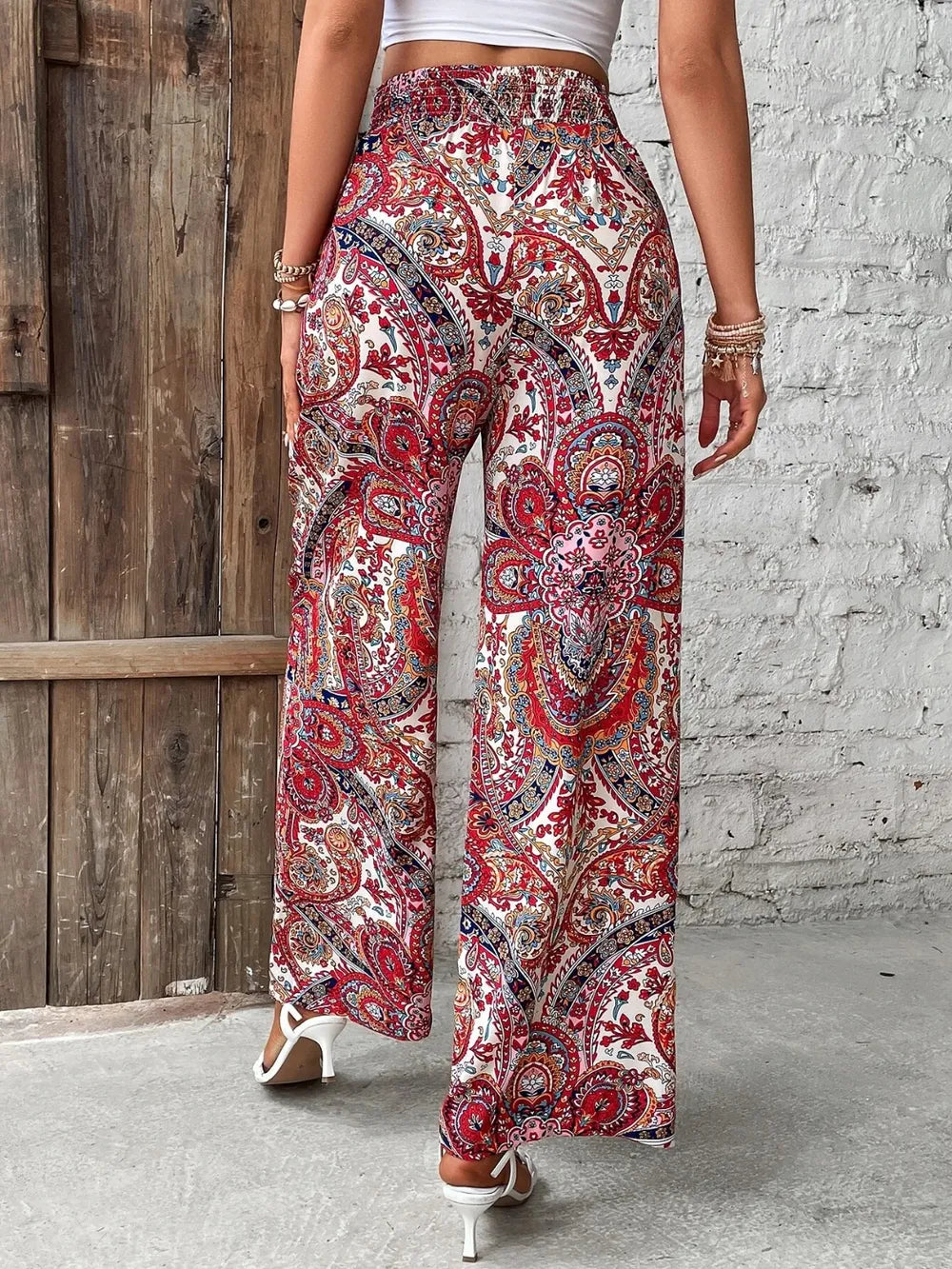 Printed Wide Leg Pants 