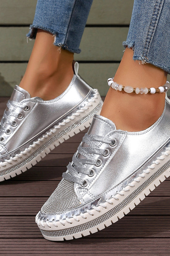 Women’s Plus Size White Sneakers – Chunky Sole Casual Everyday Shoes - FitiqueFit