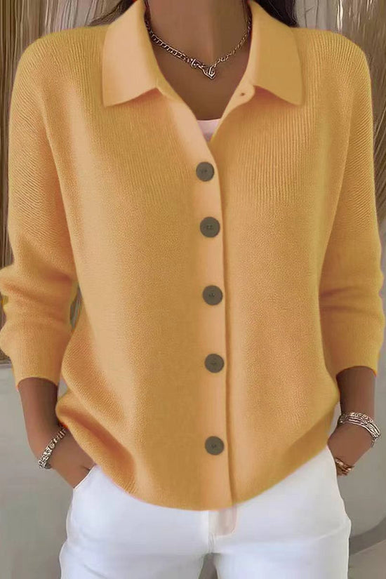 Button-knitted Lapel Sweater Cardigan Coat For Women 
