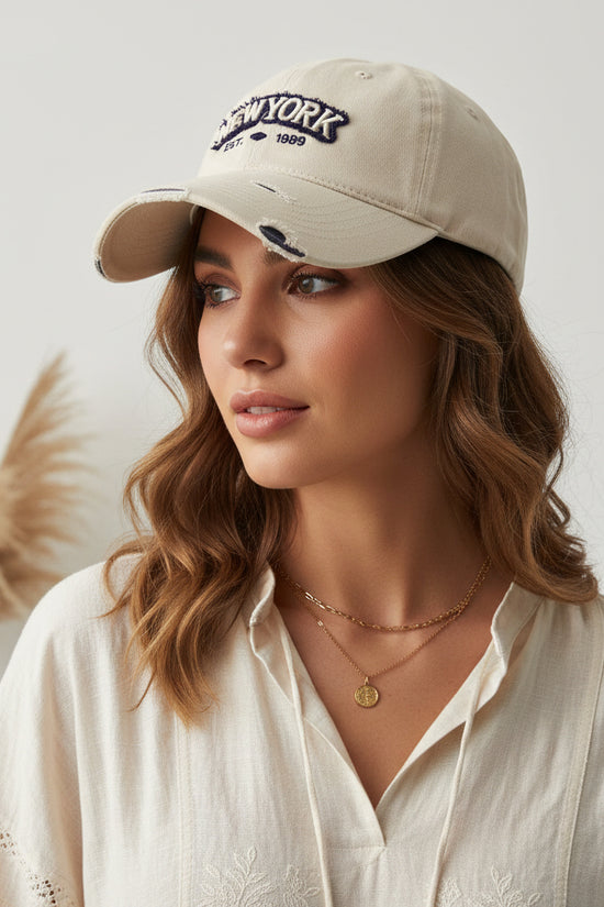 Embroidered Letter Denim Baseball Cap With A Soft Crown 