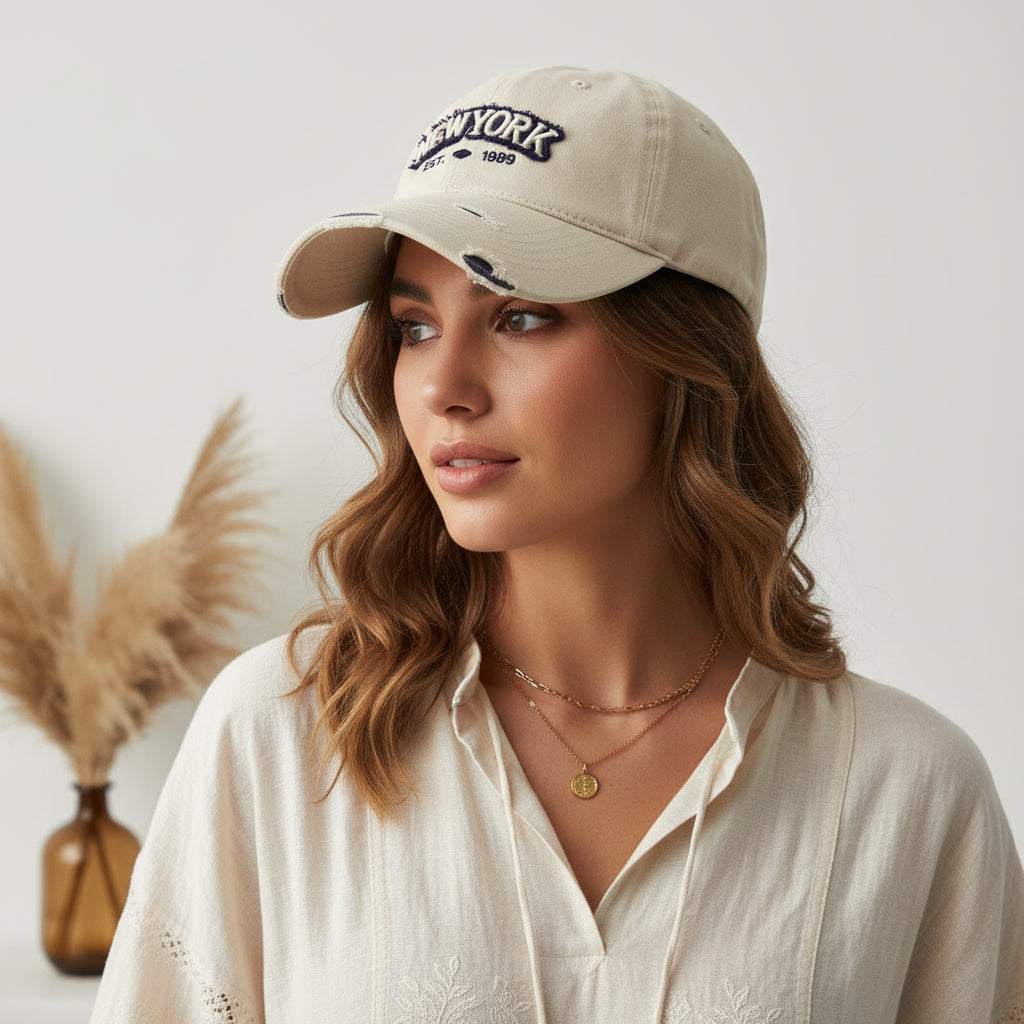 Embroidered Letter Denim Baseball Cap With A Soft Crown 