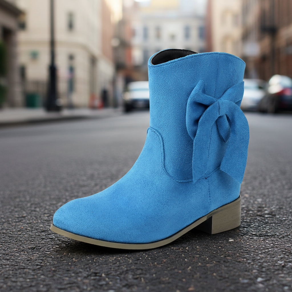 Low Heel Suede Large Size Sweet Bow Casual Boots CJ