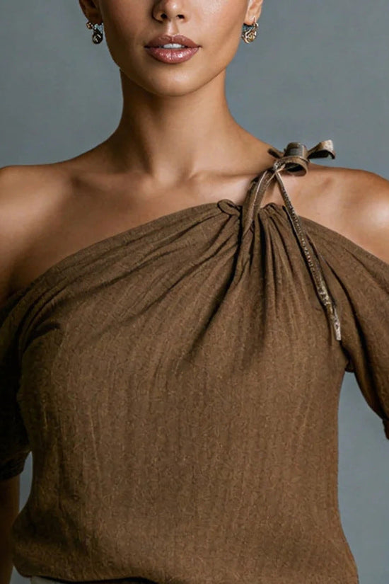 Fashionable Off-Shoulder Short-Sleeve Womens Top 
