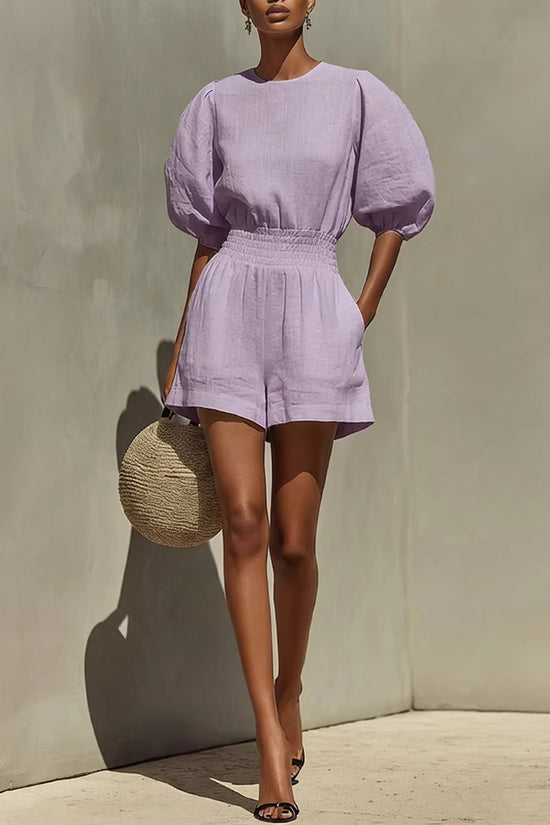 Women's Puff-Sleeve Casual Fashionable Comfortable Set 