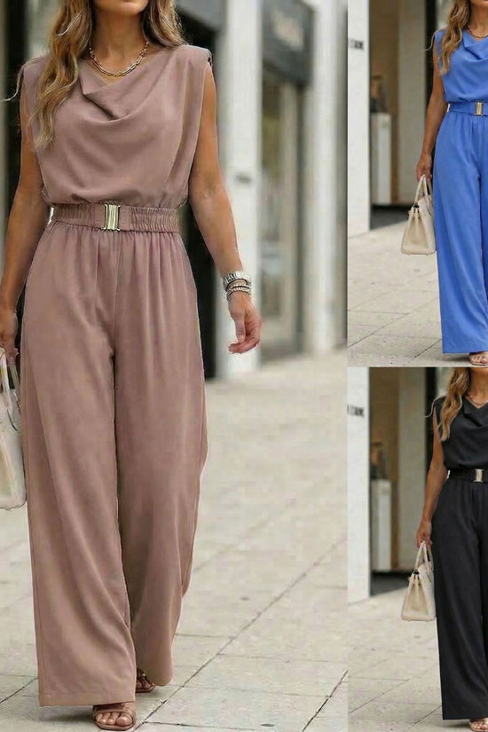 Women's Casual Off-Shoulder Solid Color Jumpsuit 