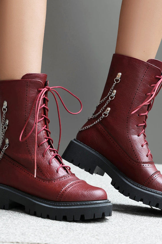 Large-size Womens Chunky-heeled Mid-calf Dr Martens Boots For Fall And Winter 