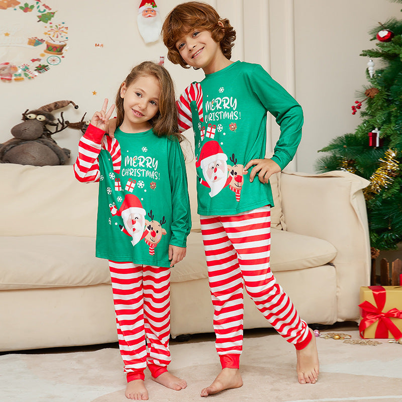 New Cartoon Santa Claus Letter Printing Parent-child Christmas Pajamas Home Wear Suit CJ