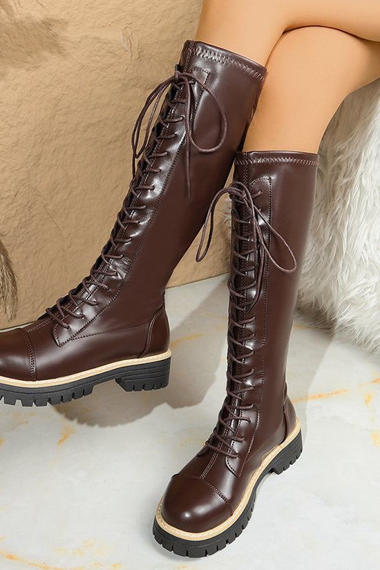 Women’s Plus Size Chunky Heel Platform Over-the-Knee Boots – Stylish Tall Boots - FitiqueFit