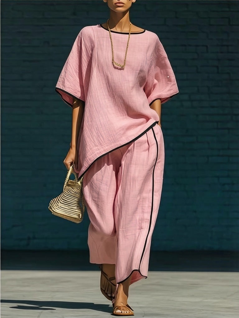 Casual Resort-Style Fashionable Loose Two-Piece Set For Women 