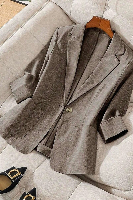 Solid color pocket small suit jacket women's button up top 