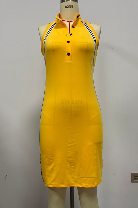 Women’s Sleeveless Button-Up Collar Shirt Dress 