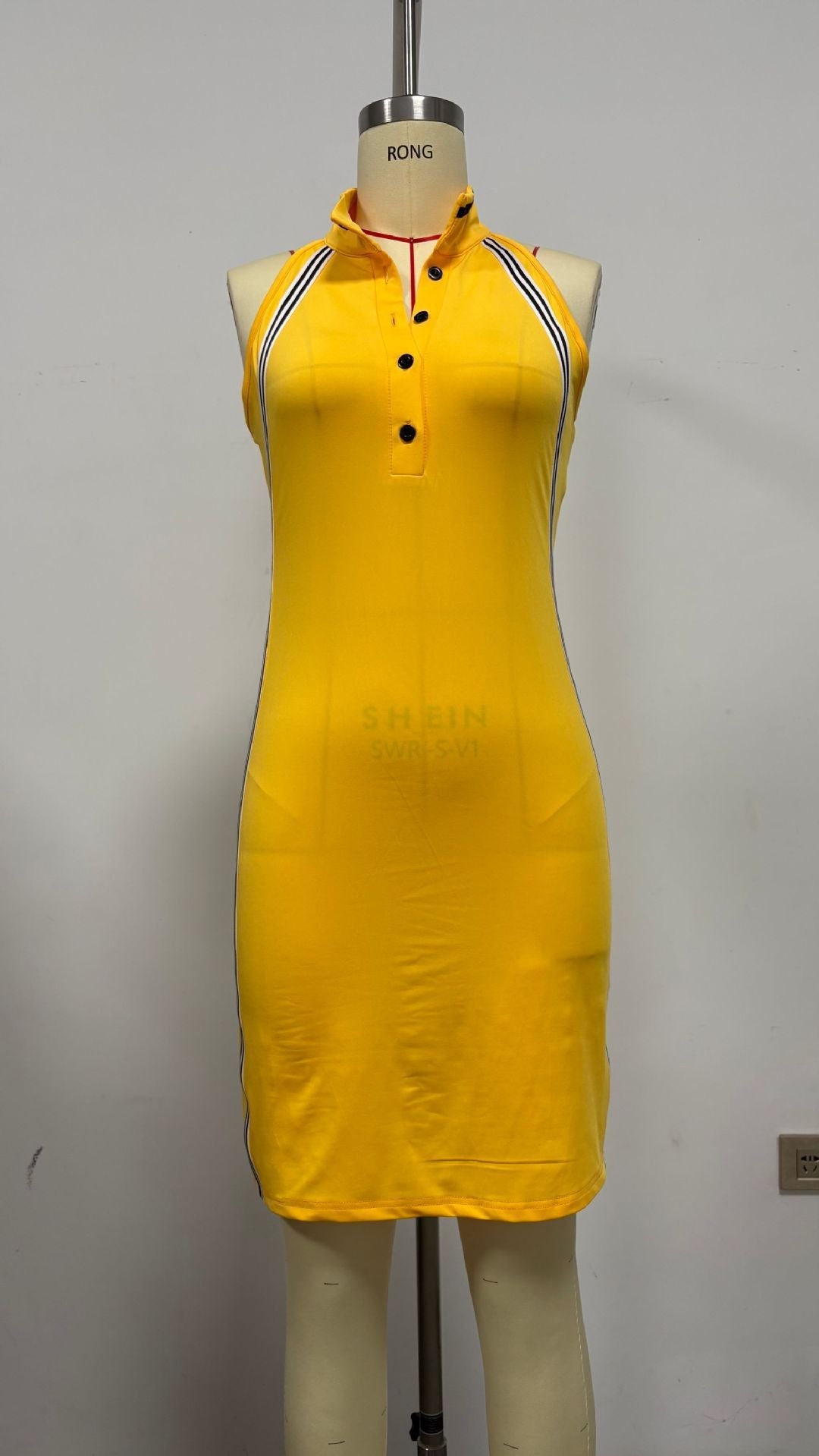 Women’s Sleeveless Button-Up Collar Shirt Dress 