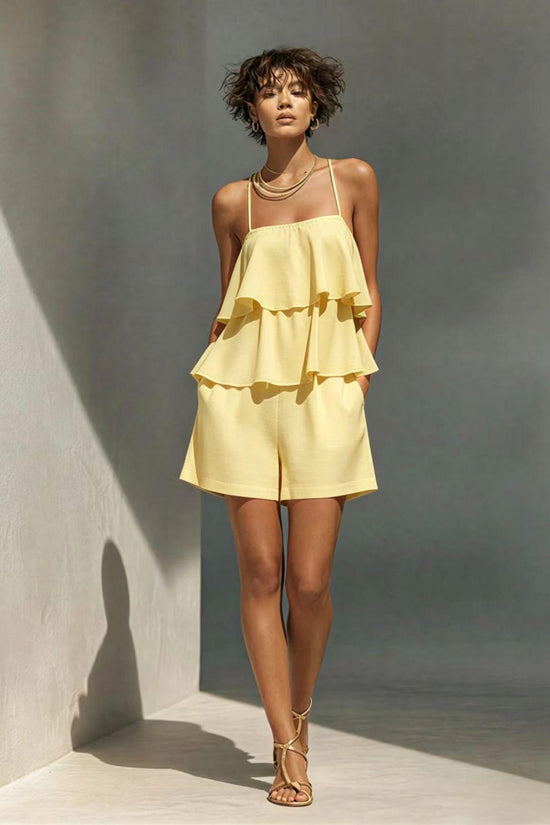 Multi-layer Ruffle Loose Camisole And Shorts Set 