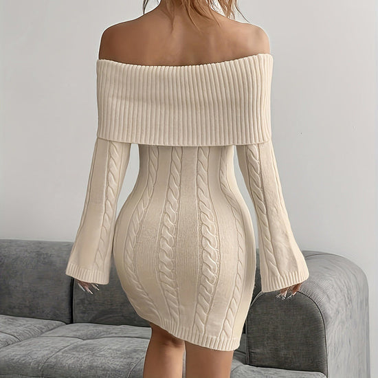 Women's Off Shoulder Bodycon Dress, Long Sleeve Mini Club Dress, Elegant Party Fitted Short Dresses CJ US