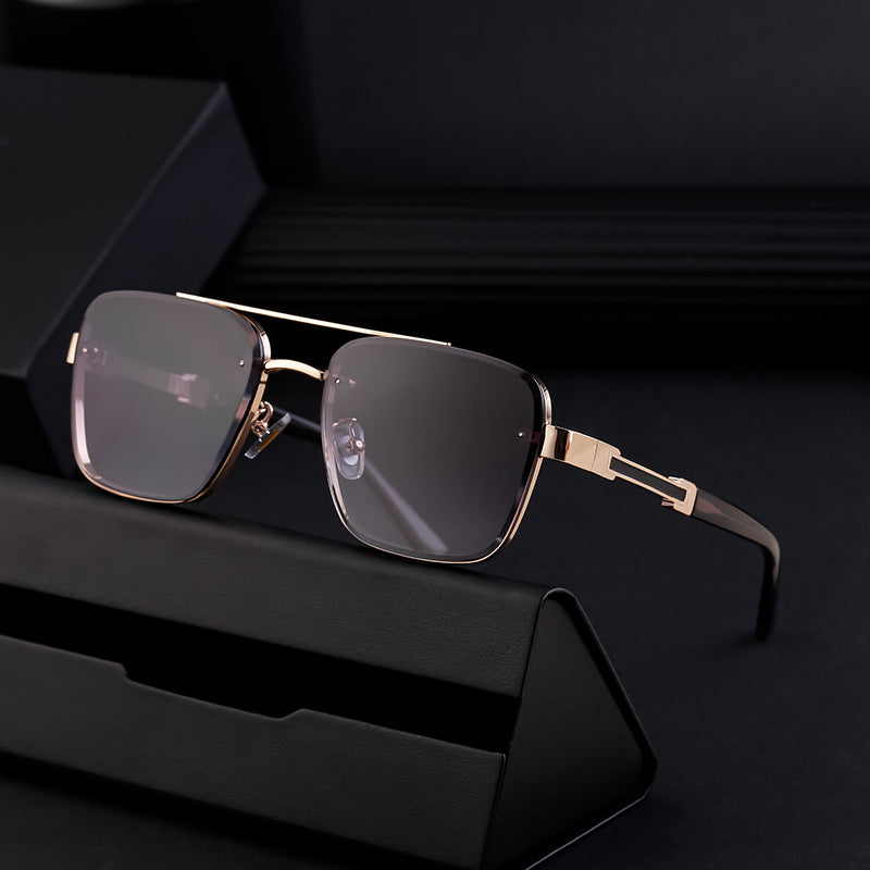 New Retro Sunglasses for Men, Square Frame, Stylish Sun Protection Glasses, High-End Men's Sunglasses 