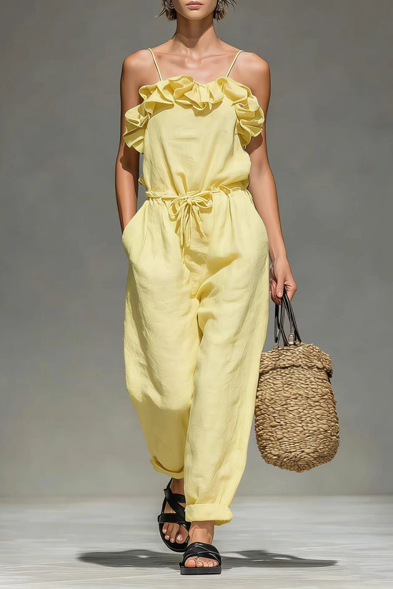 Women's Off-Shoulder Ruffled Wide-Leg Jumpsuit 