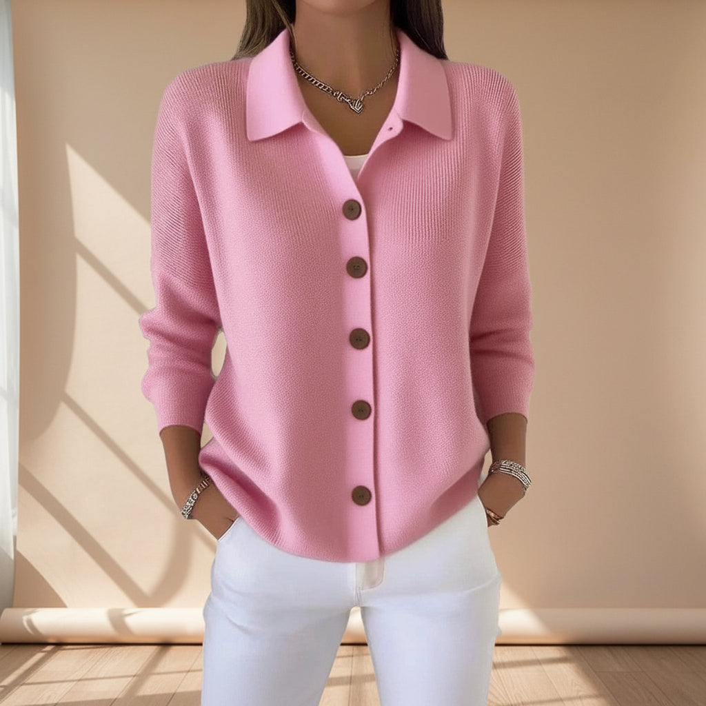Button-knitted Lapel Sweater Cardigan Coat For Women 