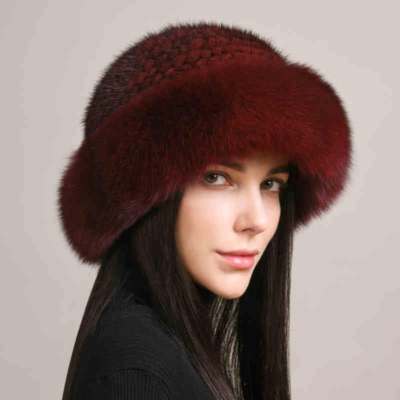 Mink Hair Hat Lady Braided Fur Winter Winter 