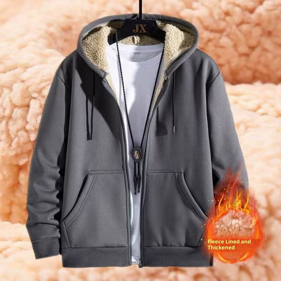 Women's Simple Solid Color Cold-proof Warm Berber Fleece Hooded Jacket 