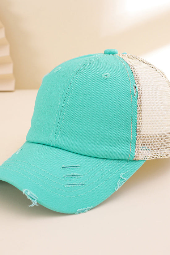 Solid-color, Frayed, Washed-out, Distressed, Mesh-patterned Cap - A Trendy, Youthful, Versatile Baseball Cap That Suits Both Daily Commuting And Outdoor Activities. 