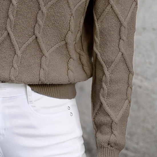 Women's Lapel V-Neck Sweater, Color Block Long Sleeve Casual Pullover 