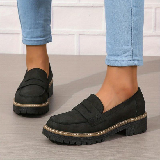 Women's Solid Color Fashionable Thick-soled Loafers 