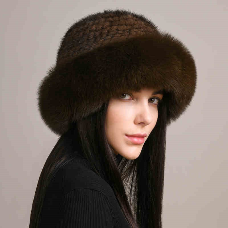 Mink Hair Hat Lady Braided Fur Winter Winter 