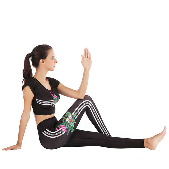 Printed navel short-sleeved quick-drying dance dress FitiqueFit