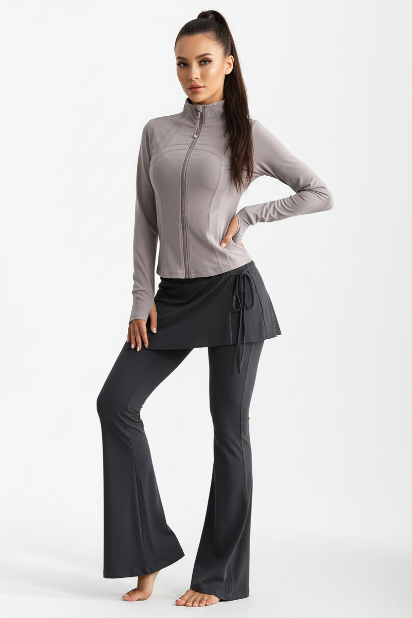 Long-sleeve Running Outfit With Zipper professional Gymwear Thats Slimming And Figure-flattering 