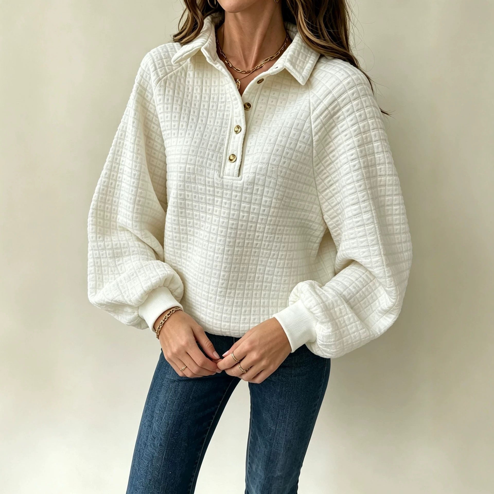 Collar long sleeved top 