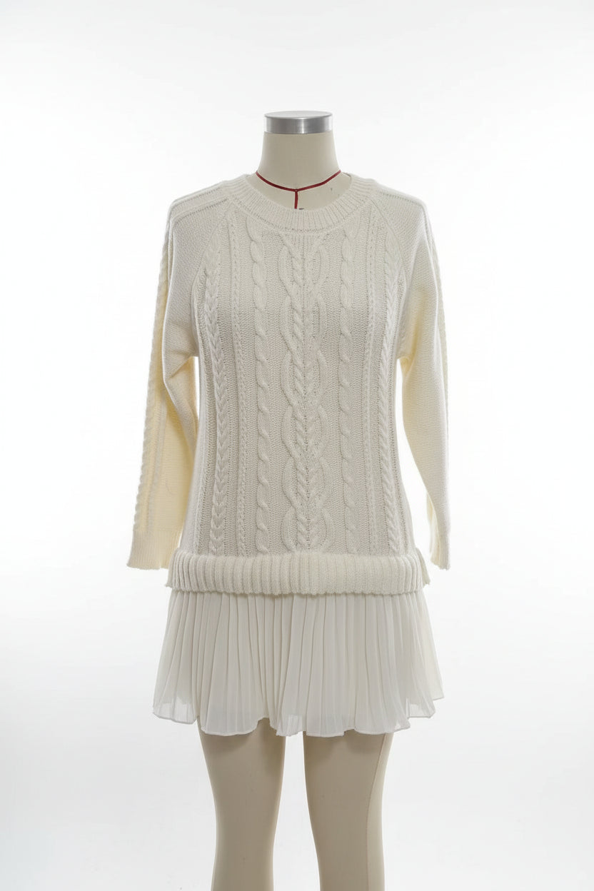 Cable Knit Sweater | Oversized Round Neck Pullover 