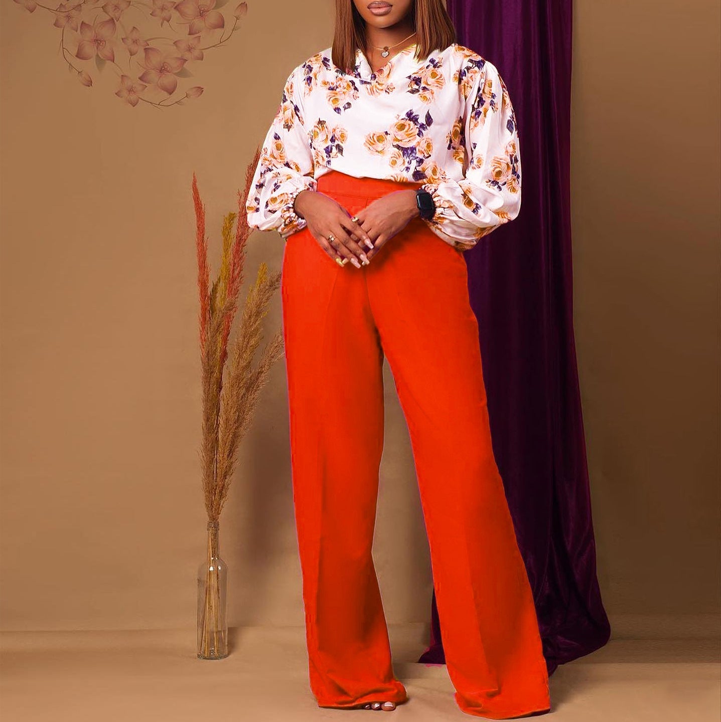 Women's Fashionable Printed Lace-Up Casual Set 
