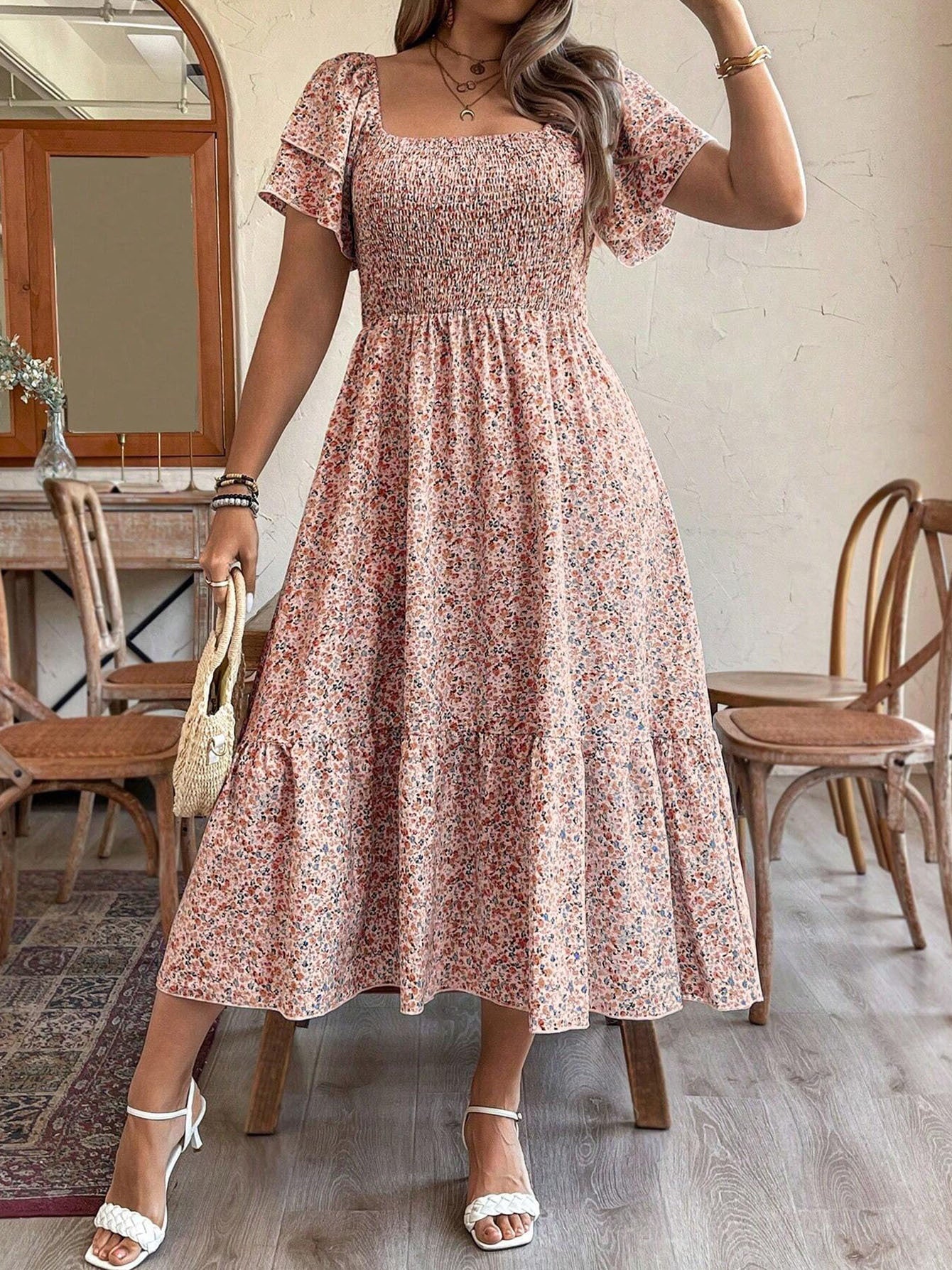 Plus Size Backless Midi Dress – Elegant Pleated Summer Party Dress CJ US