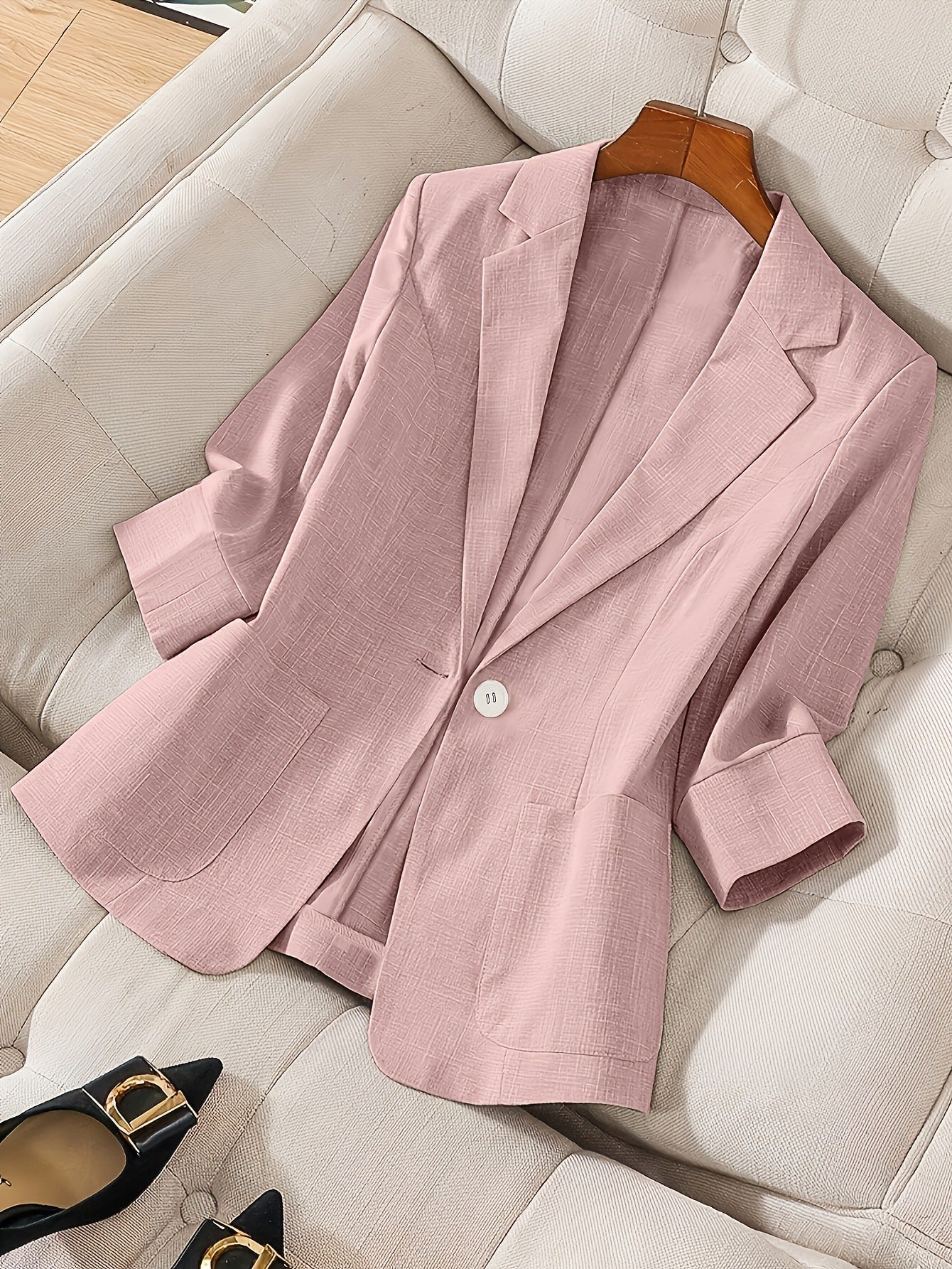 Three-quarter-sleeve Single-button Professional Casual Blazer 