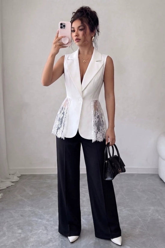 Sleeveless slim fit A-line jacket 